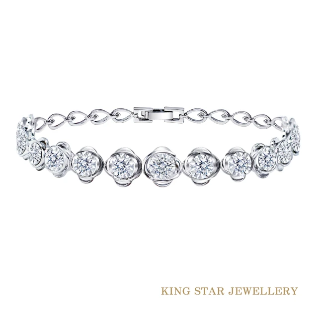 【King Star】18K花意滿鑽鑽石手鍊(單顆美鑽擁有30分視覺效果)