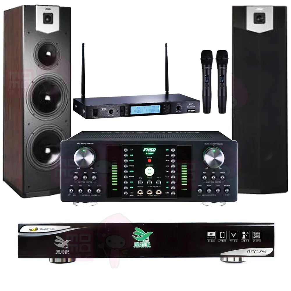 【點將家】點歌機4TB+擴大機+無線麥克風+喇叭(DCC-899+FNSD A-300N+TR-5600+SUGAR SK-800V)