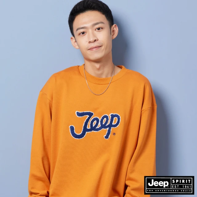 JEEP【JEEP】品牌LOGO簡約設計大學T-男女適穿(橘色)