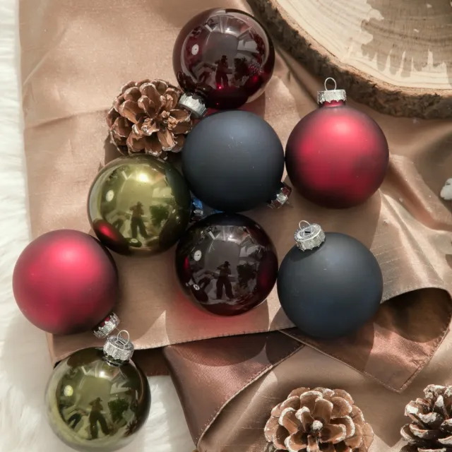 【YU Living 信歐傢居】玻璃聖誕裝飾球八件組 聖誕樹吊飾 擺飾 掛件(八件一組/藍綠色)