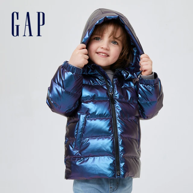 GAP【GAP】童裝 大絨朵系列 Logo保暖連帽羽絨外套 男女同款 2-14歲(400228-藍紫色)