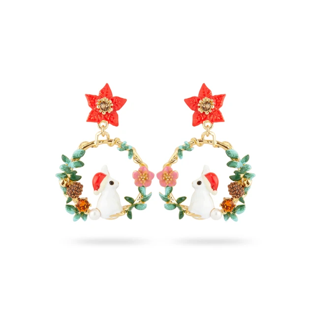 【Les Nereides】聖誕奇遇-兔子與聖誕花圈耳環