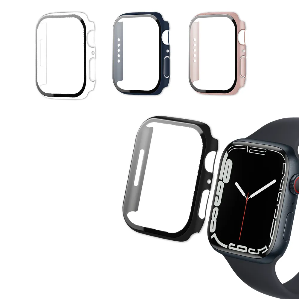 Apple Watch Series 8/7 45mm 全包覆經典系列 9H鋼化玻璃貼+錶殼(一體式保護殼)