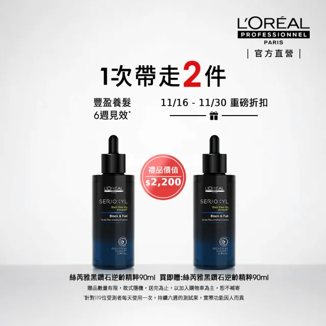 【L’OREAL 巴黎萊雅PRO】絲芮雅黑鑽石逆齡精粹 90ml(小黑瓶★頭皮精華)