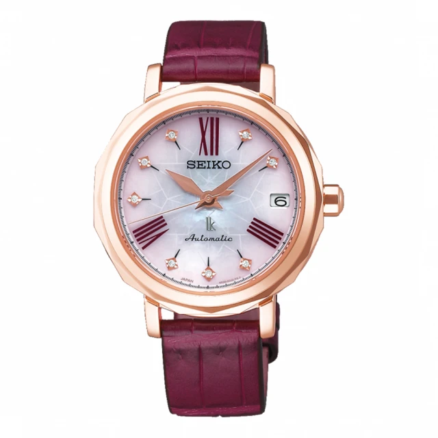 【SEIKO 精工】LUKIA Japanese Beauty GINZA粉紅鱷魚皮仙女錶-銀座紅(SPB140J1/6R35-00N0K黑標)