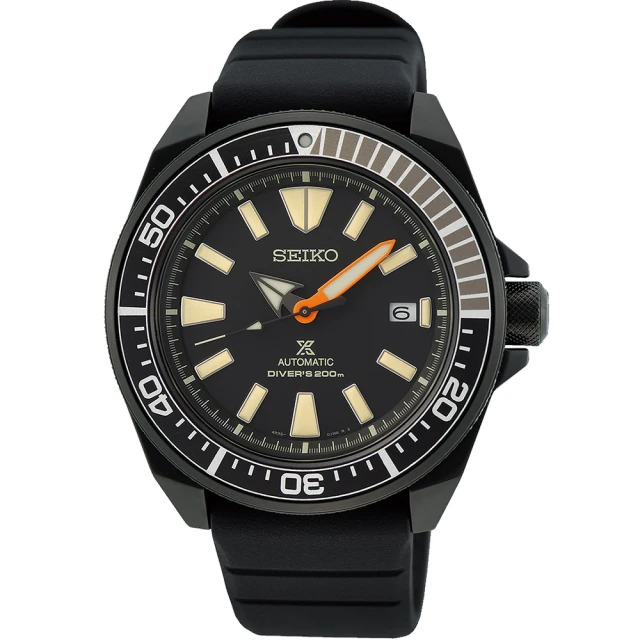 【SEIKO 精工】PROSPEX武士面盤The Black Series 機械黑潮系列矽膠錶(SRPH11K1/4R35-04W0C)