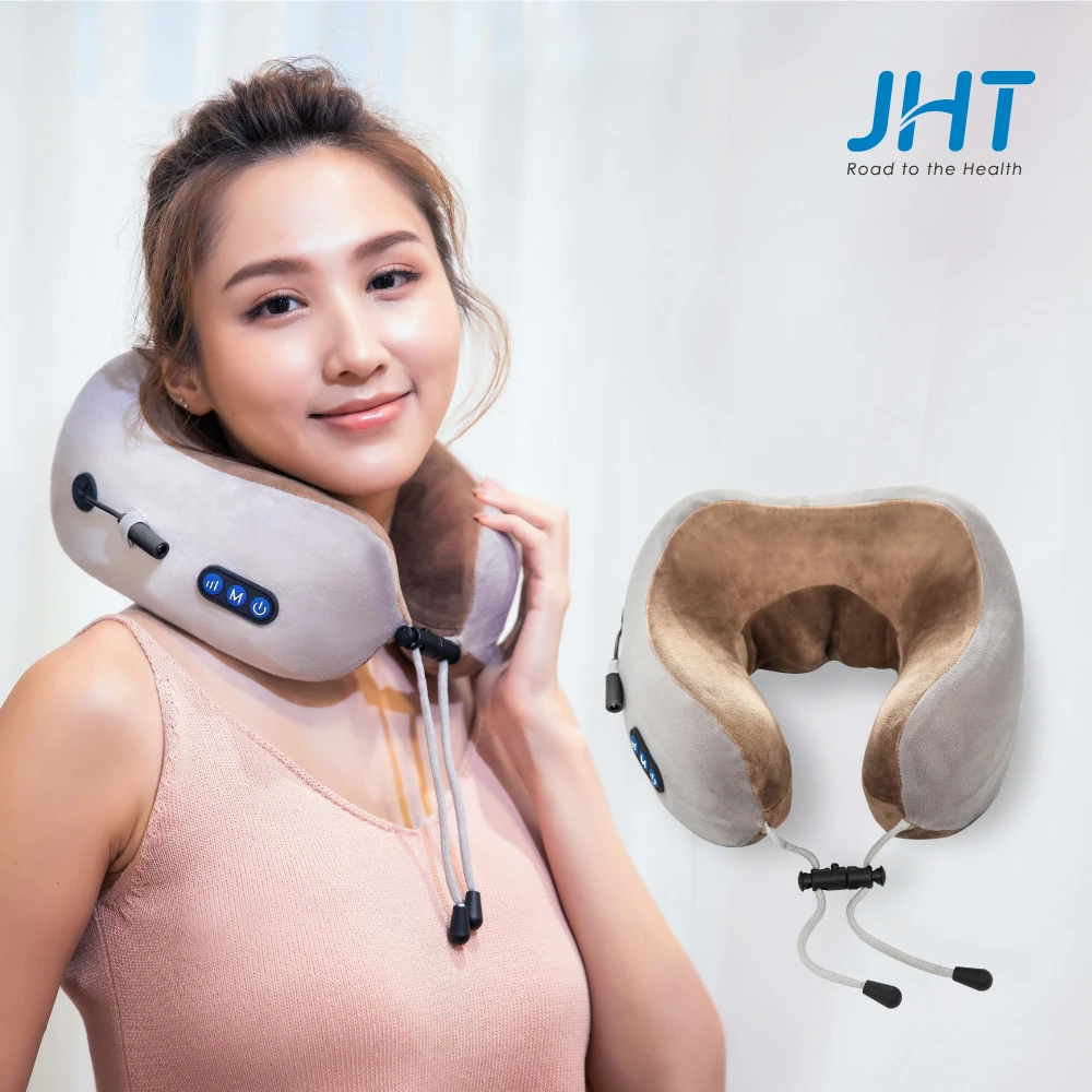 【JHT】U型包覆無線按摩枕(旅行枕午睡枕肩頸枕USB充電)