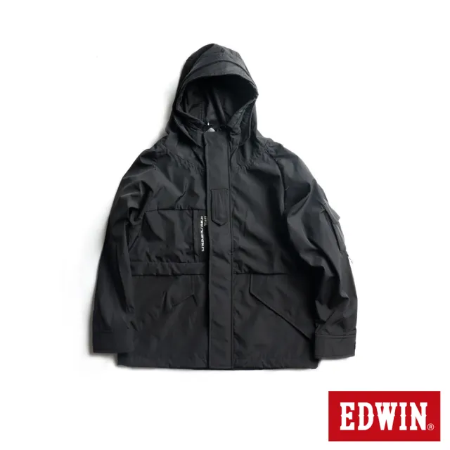 【EDWIN】連帽風衣外套-男款(黑色)