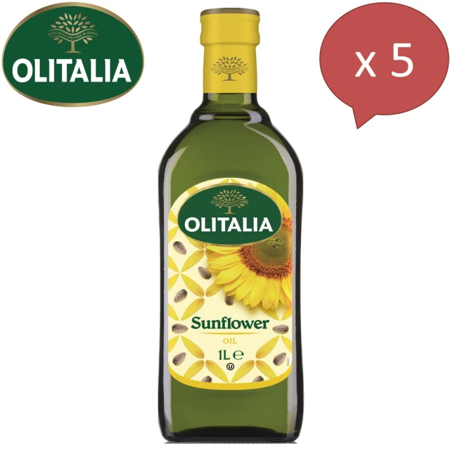 Olitalia奧利塔 高溫專用葵花油(1000mlx5瓶)