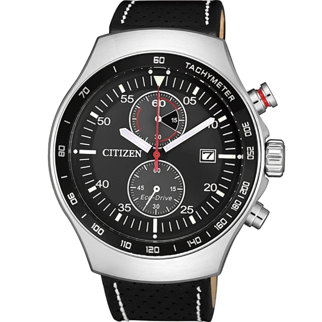 【CITIZEN 星辰】Chronograph系列復古光動能皮帶款(CA7010-19E)