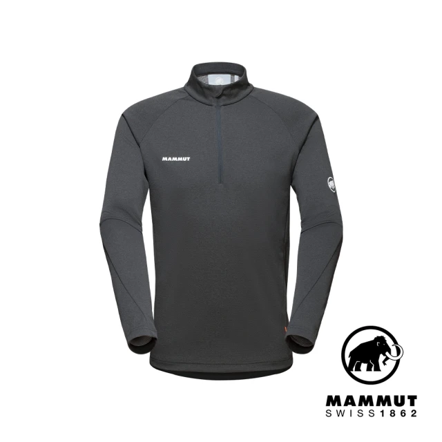 【Mammut 長毛象】Aegility Half Zip LS 輕量立領半拉鍊長袖排汗衣 幻影黑/白 男款 #1016-00730