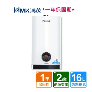 【HMK 鴻茂】智能恆溫強制排氣瓦斯熱水器16公升H-1601不含安裝(贈熱水器抑垢器TPR-SEF17)