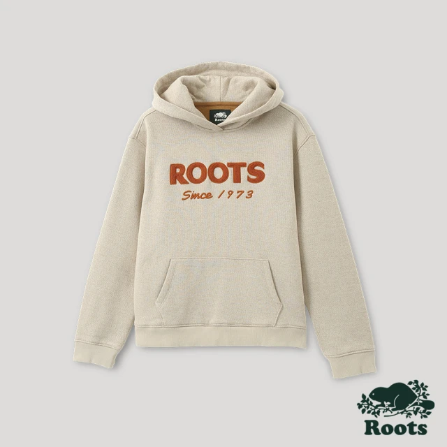 Roots【Roots】Roots 女裝- 荒野景緻系列 文字LOGO連帽上衣(米色)