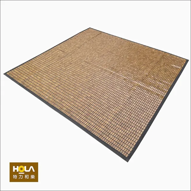 【HOLA】夏沁炭化麻將竹雙人加大床蓆 180x186cm 灰板雙布繩