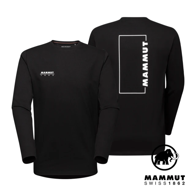 【Mammut 長毛象】Mammut Longsleeve Men 有機棉長袖T恤 黑色 男款 #1016-01020