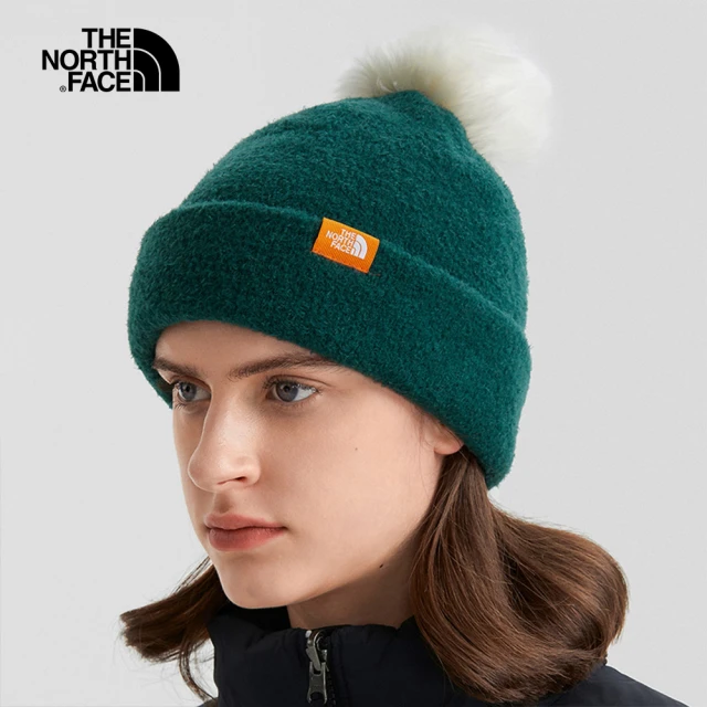 The North Face【The North Face】北面男女款綠色柔軟俏皮毛球保暖毛帽｜7RI9D7V