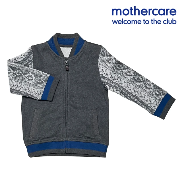 【mothercare】專櫃童裝 深灰拼接袖拉鍊外套(3-10歲)