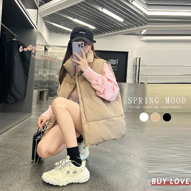 BUY LOVE 買到戀愛【BUY LOVE 買到戀愛】韓版寬鬆拉鍊鋪棉背心Y789(外搭背心 女裝外套 外套背心 外搭馬甲 羽絨背心)