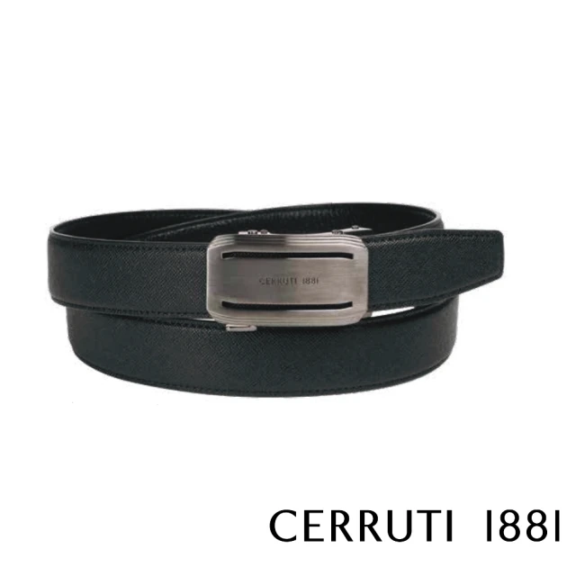 【Cerruti 1881】頂級義大利小牛皮皮帶(黑色 CECT05475M)