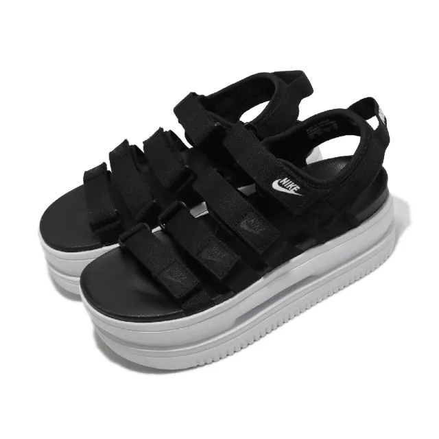 【NIKE 耐吉】涼拖鞋 Wmns Icon Classic Sandal 女鞋 黑 白 魔鬼氈 增高 厚底(DH0223-001)