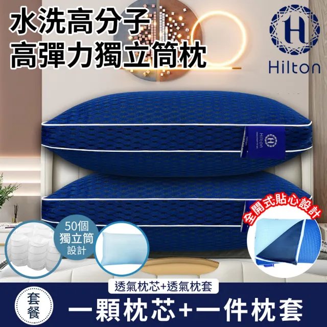 【Hilton 希爾頓】石墨烯銀離子6D可水洗健康獨立筒枕/買一送一/Momo獨家限定款(枕頭/枕胎/透氣枕)