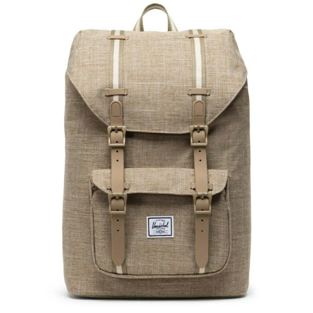 【Herschel】Little America 中型 黑色 全黑 筆電夾層 大容量 帆布 防潑水 磁扣 橡膠帶 背包 後背包