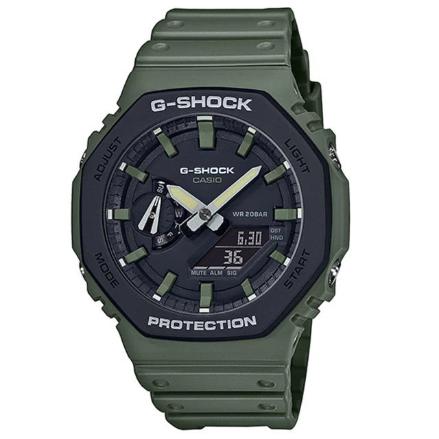 【CASIO 卡西歐】G-SHOCK 碳纖維核心/農家橡樹系列/45mm/軍綠(GA-2110SU-3A)