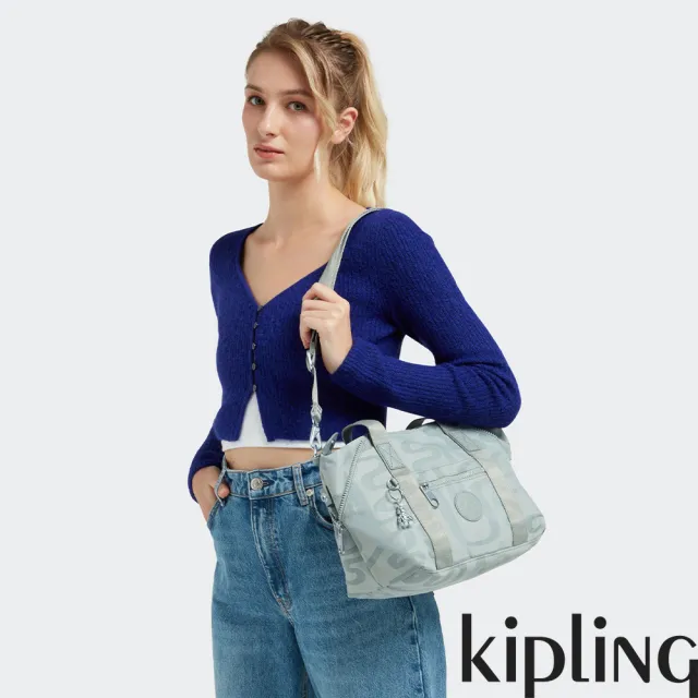 【KIPLING官方旗艦館】蘋果綠不規則條紋手提側背包-ART MINI