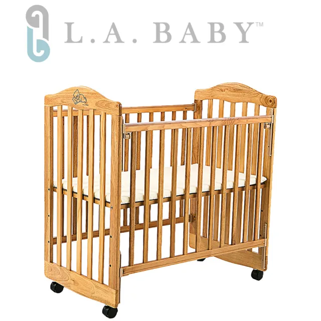 【美國 L.A. Baby】蒙特維爾美夢熊小床嬰兒床/實木/原木床(原木色  適用小家庭)