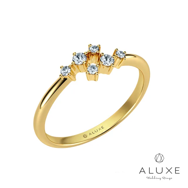 【ALUXE 亞立詩】Shine系列10K 星願0.08克拉雙排鑽石戒指