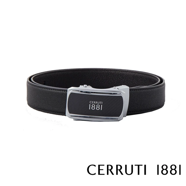 【Cerruti 1881】限量3折 頂級義大利小牛皮皮帶 全新專櫃展示品 CECT05474M(黑色 贈送禮提袋)