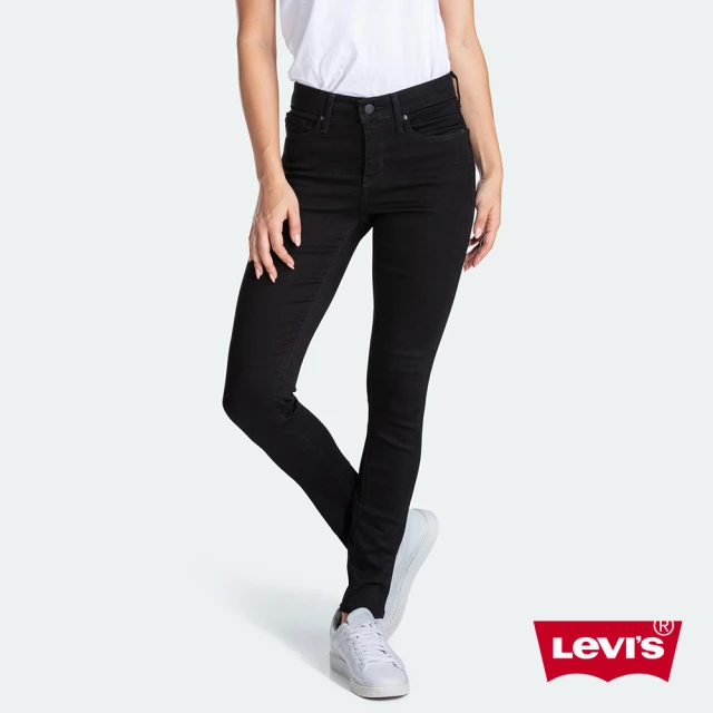 【LEVIS】女款 311中腰縮腹緊身牛仔褲 / 黑皮牌 / 黑色基本款 / 彈性布料 熱賣單品