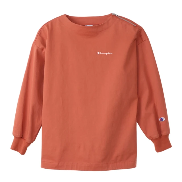 【Champion】官方直營 Womens Logo肩拉鍊大學Tee-女(橘色)