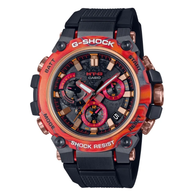 【CASIO 卡西歐】G-SHOCK 40週年限定 太陽閃焰 電波 藍牙 太陽能電力 雙重核心防護 MTG-B3000FR-1A_50.9mm