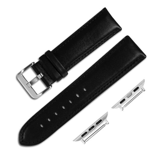 【Watchband】Apple Watch / 38.40.41.42.44.45mm / 蘋果手錶替用錶帶 蘋果錶帶 微防水 牛皮錶帶(黑色)