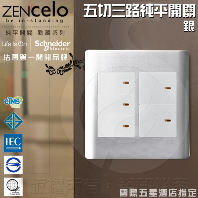 【SCHNEIDER】ZENcelo系列 五切三路純平開關_銀