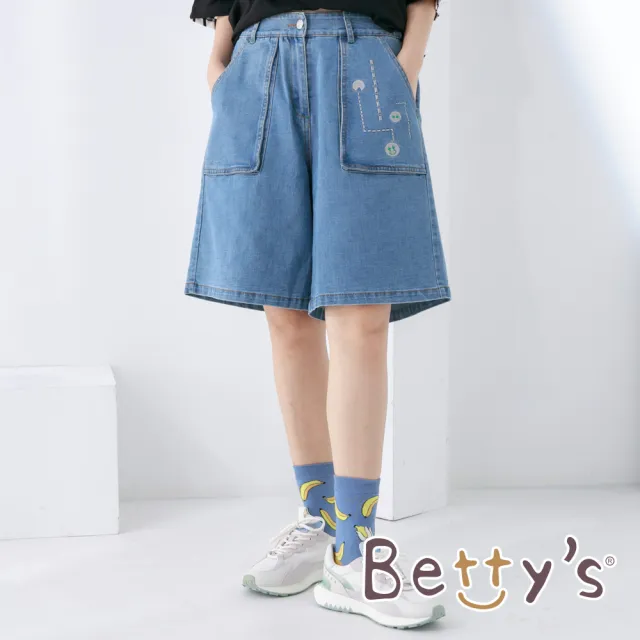 【betty’s 貝蒂思】造型立體口袋牛仔五分褲(淺藍)