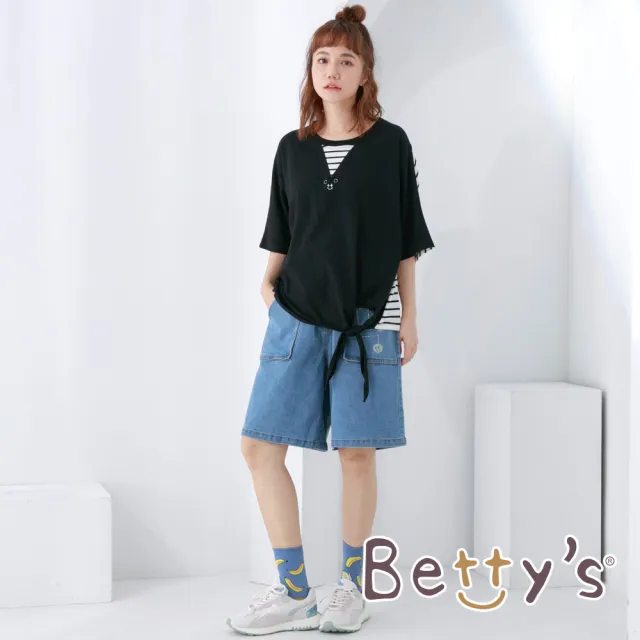 【betty’s 貝蒂思】造型立體口袋牛仔五分褲(淺藍)