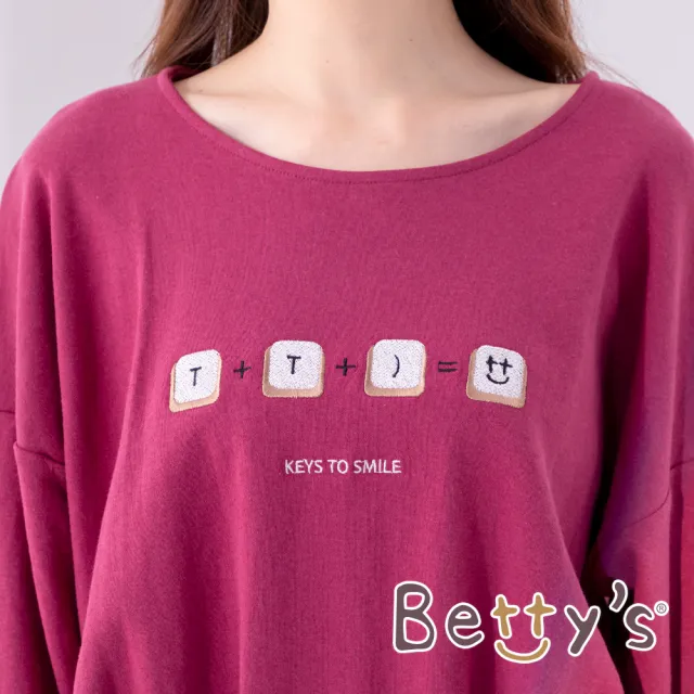 【betty’s 貝蒂思】圓領印花壓褶T-shirt(桃紅)