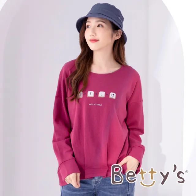 【betty’s 貝蒂思】圓領印花壓褶T-shirt(桃紅)