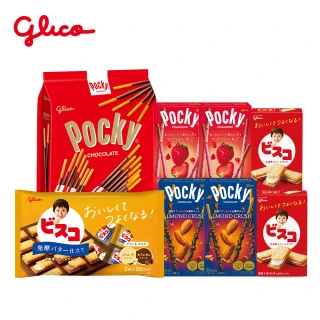 【Glico 格力高】春遊草莓7件組(奢華草莓可可棒+20230530草莓9袋入+BISCO綜合牛奶&草莓+草莓粒粒*4)