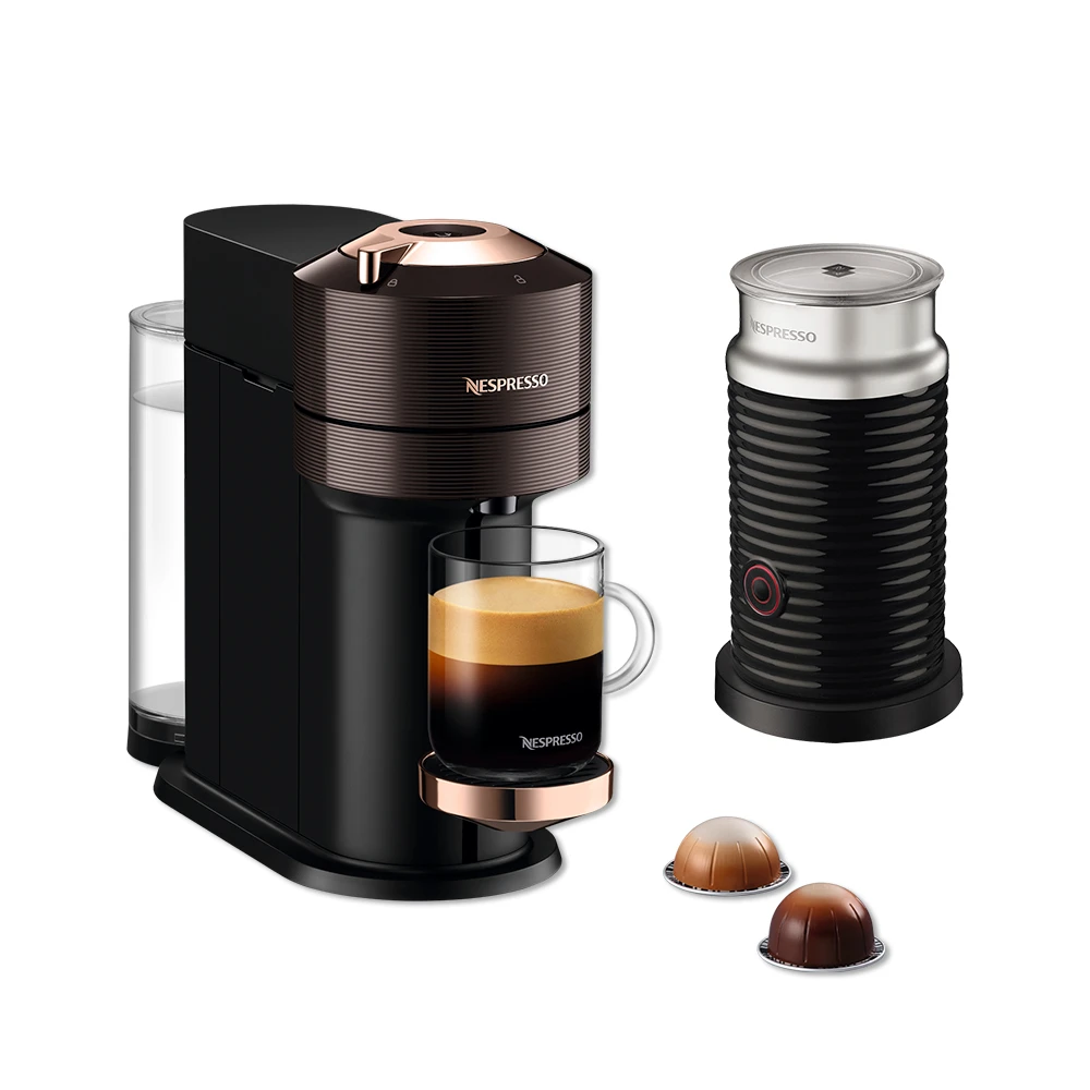 【Nespresso】創新美式Vertuo Next輕奢款膠囊咖啡機奶泡機組合(瑞士頂級咖啡品牌)