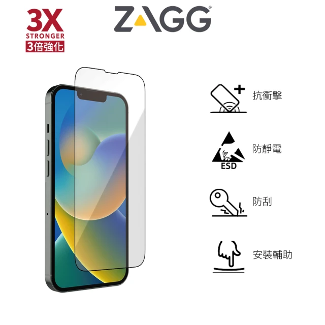 【美國ZAGG】iPhone 14 Pro Max 6.7吋 滿版鋼化玻璃手機保護貼 高清款(保貼/3倍強化)