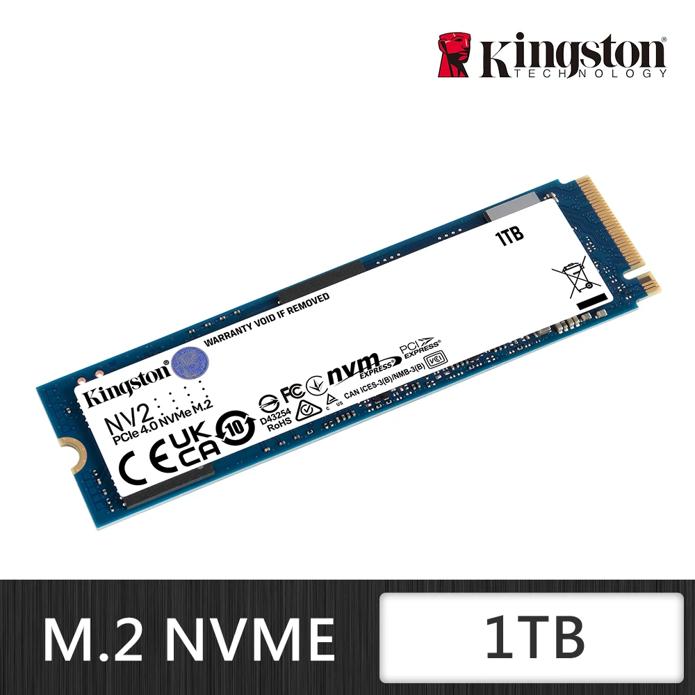 【Kingston 金士頓】1TB NV2 M.2 2280 PCIe 4.0 NVMe SSD 固態硬碟(SNV2S1000G)