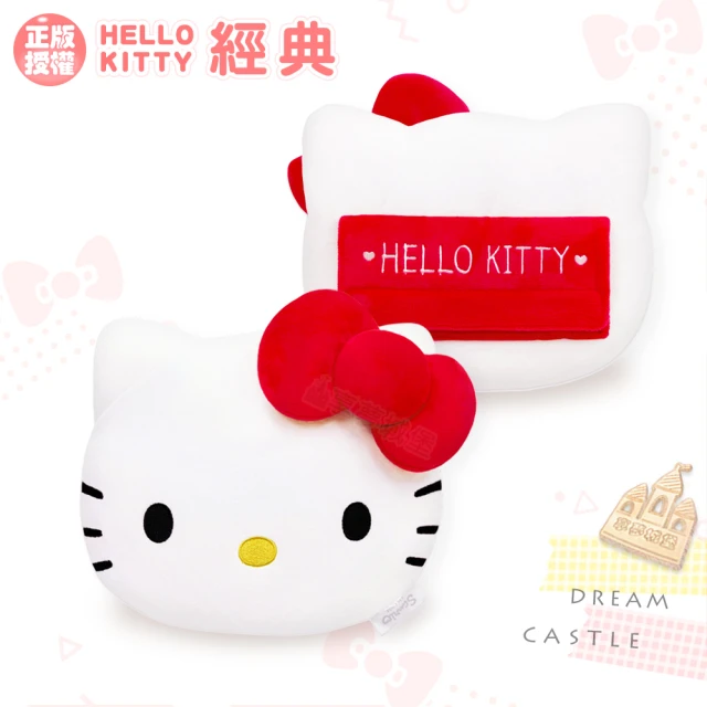 【享夢城堡】汽車安全帶護套頭型造型(HELLO KITTY 經典絨毛-紅)