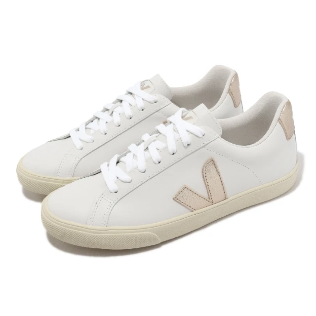 【VEJA】休閒鞋 Esplar Logo Leather 女鞋 白 香檳金 經典款 奶油底 法國小白鞋 百搭(EO0202490A)