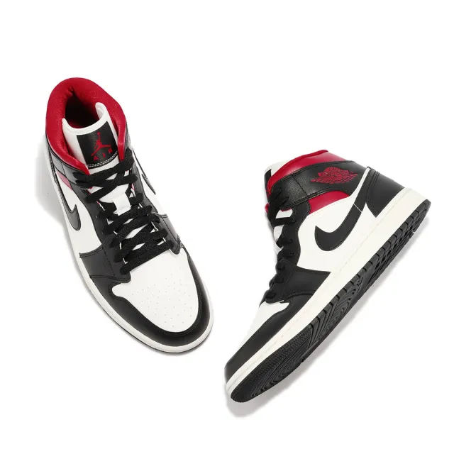 【NIKE 耐吉】Wmns Air Jordan 1 Mid 黑 紅 Gym Red 女鞋 男鞋 AJ1 喬丹(BQ6472-061)