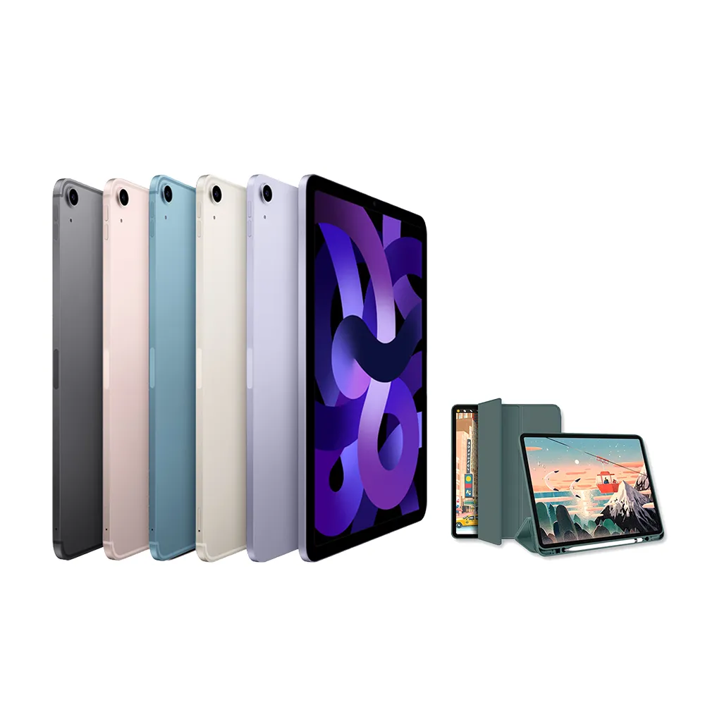 智慧筆槽皮套組【Apple 蘋果】2022 iPad Air 5 平板電腦(10.9吋/WiFi/256G)