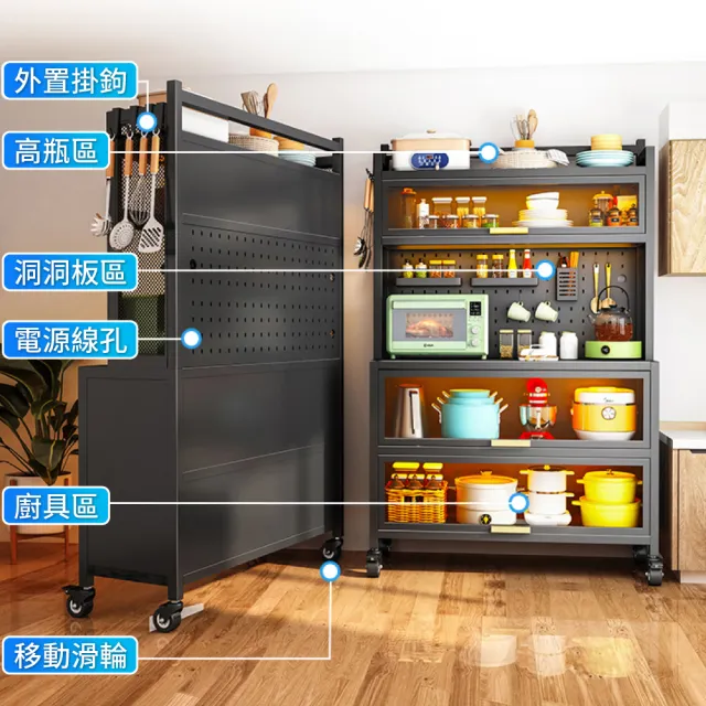【IDEA】80cm歐恩多功能開放式收納置物櫥櫃推車(2色任選 餐櫃 電器櫃 洞洞板)