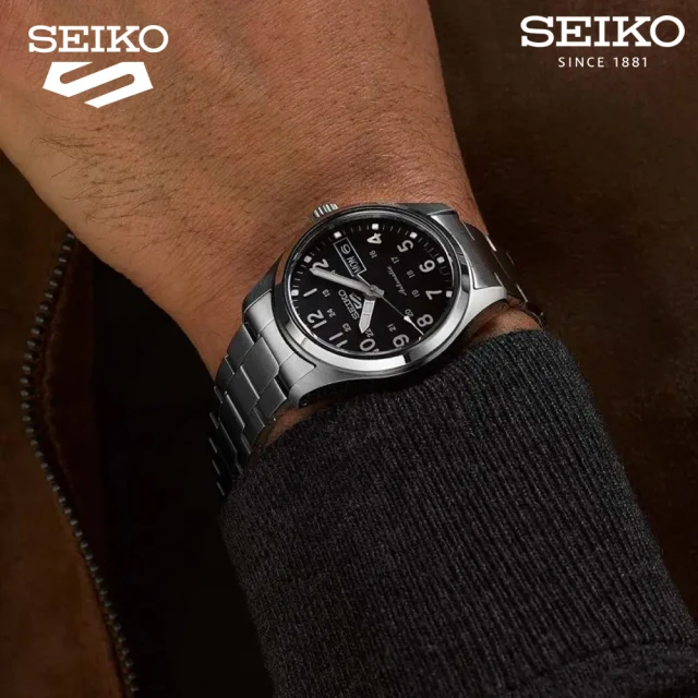 【SEIKO 精工】5 Sports 軍風機械錶(4R36-13P0D/SRPJ81K1-黑36.4mm)